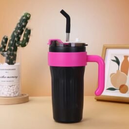 860ml… Stainless Steel Tumbler Hot and Cold with Handle and Lid with Straw, Double Insulated Cup 100% Leak Proof Coffee Travel Mug Flask for Gym & Travelling