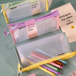 LANGUO Transparent Pencil Pouch With Large Capacity.. Students Pencil Case | Makeup Pouch | Stationery Bag..