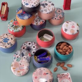 ROUND CUTE MINI FLOWER PRINTED STORAGE TIN BOX FOR MULTIPURPOSE RETURN GIFT | DRY FRUIT | CANDY..