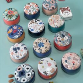 ROUND CUTE MINI FLOWER PRINTED STORAGE TIN BOX FOR MULTIPURPOSE RETURN GIFT | DRY FRUIT | CANDY..