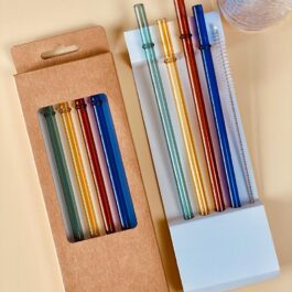 Premium Reusable Glass Straw Set (Multicolor)