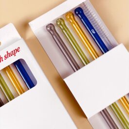 4-Piece New Mouth-Shape Glass Drinking Straws with Cleaner – Reusable & Eco-Friendly